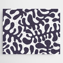 Violet Matisse cut outs seaweed pattern on white background Jigsaw Puzzle