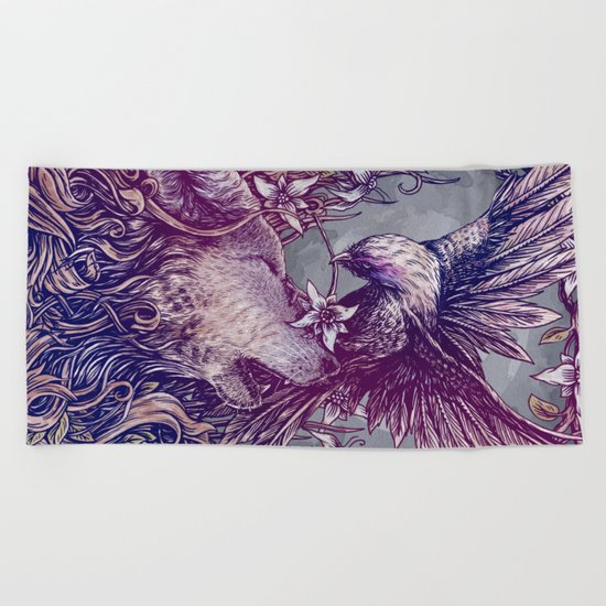 Romance Wolf Beach Towel