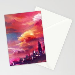 Sunset over the City in the Clouds Stationery Card
