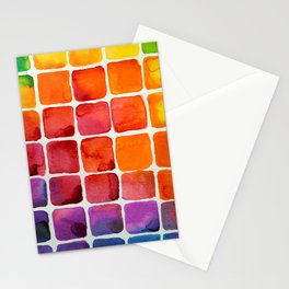 Watercolor Rainbow Squares Stationery Cards