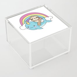 Narwhal Sloth Ocean Unicorn Kawaii Rainbow Acrylic Box