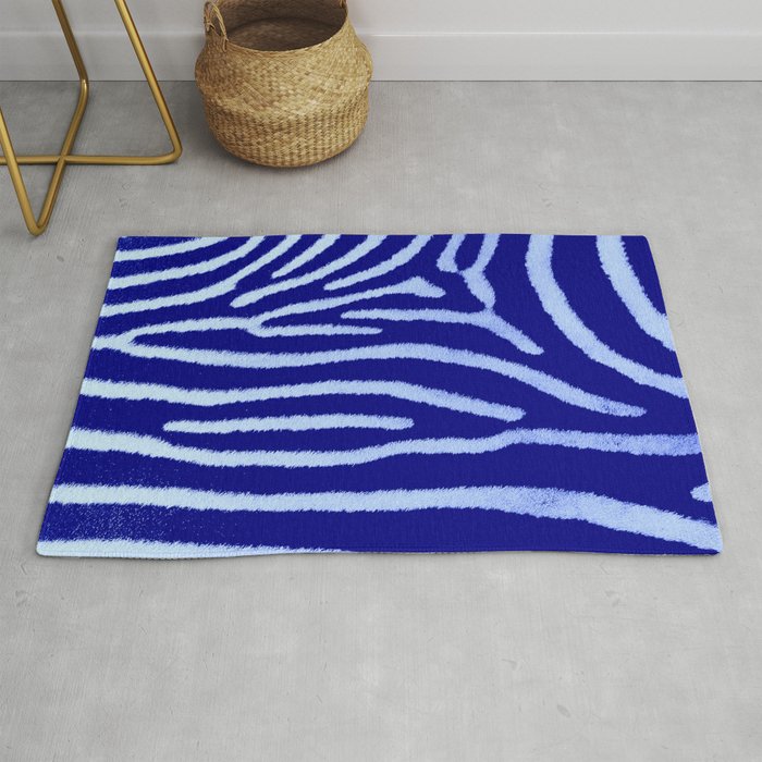 Blue Zebra Fur Pop Art Animal Print Rug By Jacob Sternberg Society6