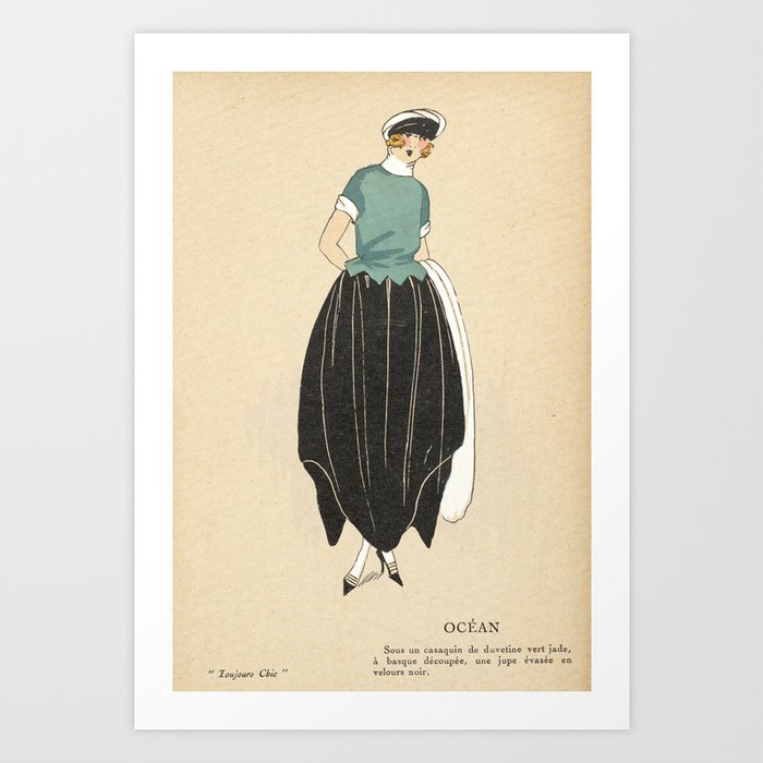 PAIR-Matted French Mid-Century Fashion Design Prints