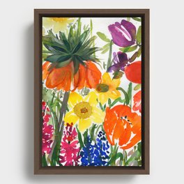 daffodils and hyacinths: watercolor painting Framed Canvas