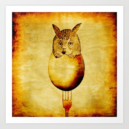 The hatching of owls Art Print