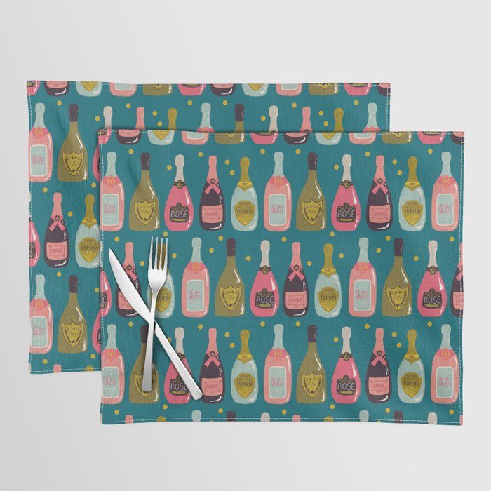 Champagne Cheers Blue Placemat