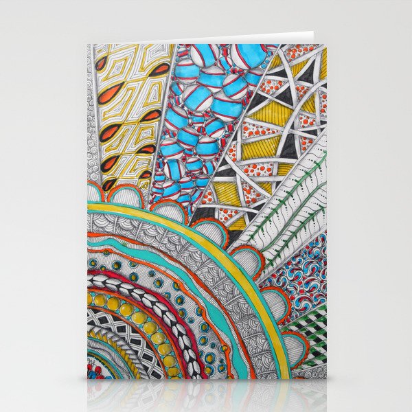 Bright, Colorful, Patterned Rays Stationery Cards
