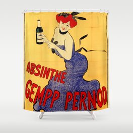 Poster vintage french Absinthe Gempp Pernod Shower Curtain
