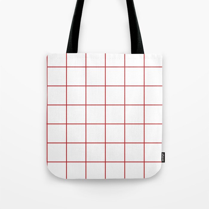 red grid Tote Bag