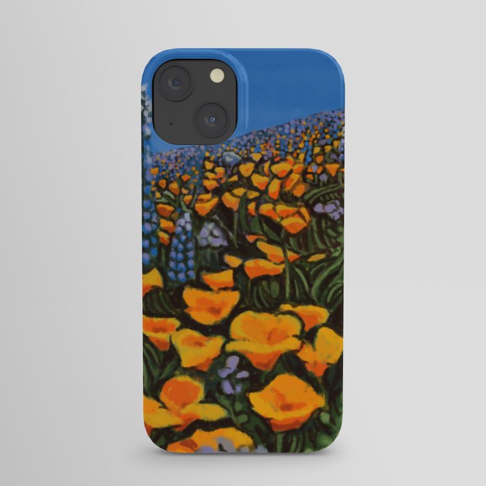  Orange and blue wildflower field iPhone Case