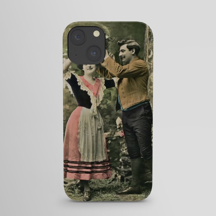 Vintage French couple love basket iPhone Case