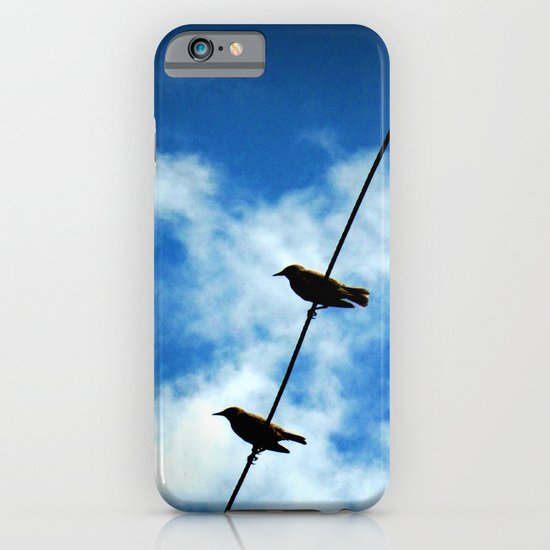 Birds on a Wire -- White clouds, blue sky iPhone & iPod Case