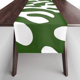 Green Matisse cut outs seaweed pattern on white background Table Runner