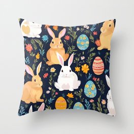 Happy Easter Boho Bunny Collection Throw Pillow