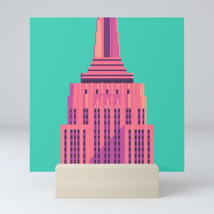 Empire State Building New York Art Deco Green Mini Art Print by