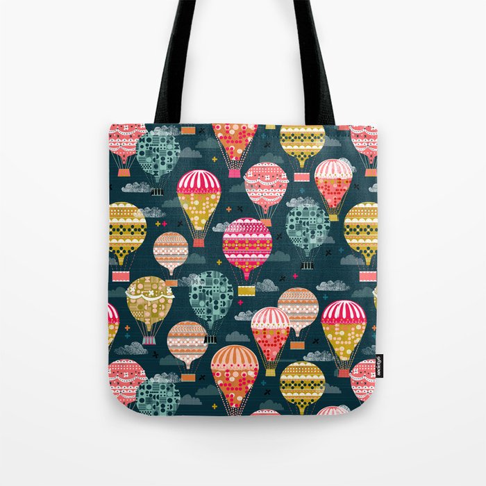 Hot Air Balloons - Retro, Vintage-inspired Print and Pattern by Andrea Lauren Tote Bag