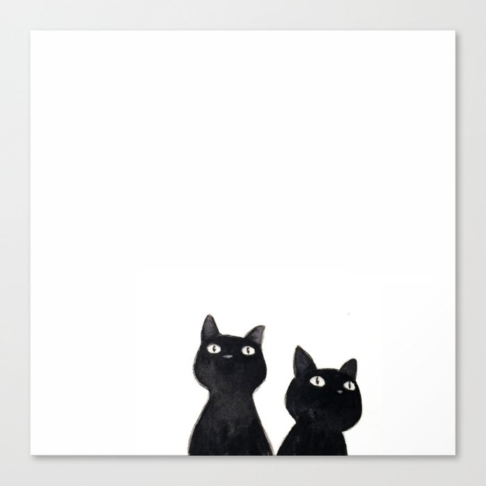 two black cats-watercolor Canvas Print