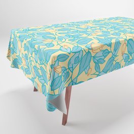 Floral pattern in blue and yellow ice cream colors Tablecloth