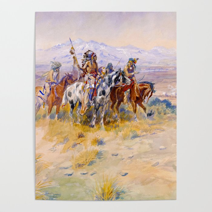 Intercepted Wagon Train, 1898 by Charles Marion Russell Poster
