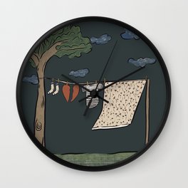 Hung out to dry - Laundry, Heartbroken Illustration  Wall Clock