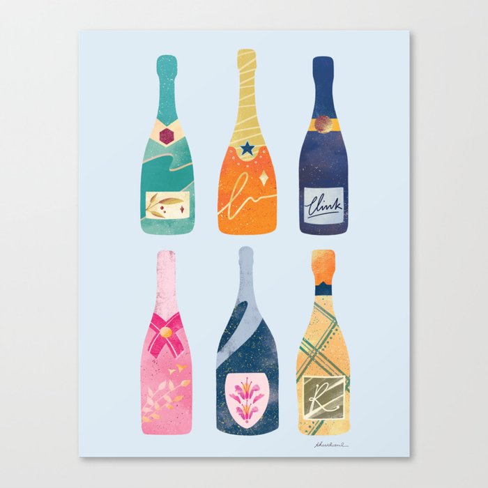 Champagne Bottles - Blue Ver. Canvas Print