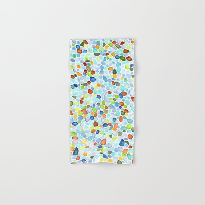 Seaglass Watercolor Pattern Hand & Bath Towel