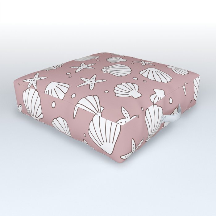 Seashell Pattern (white/dusty rose) Outdoor Floor Cushion