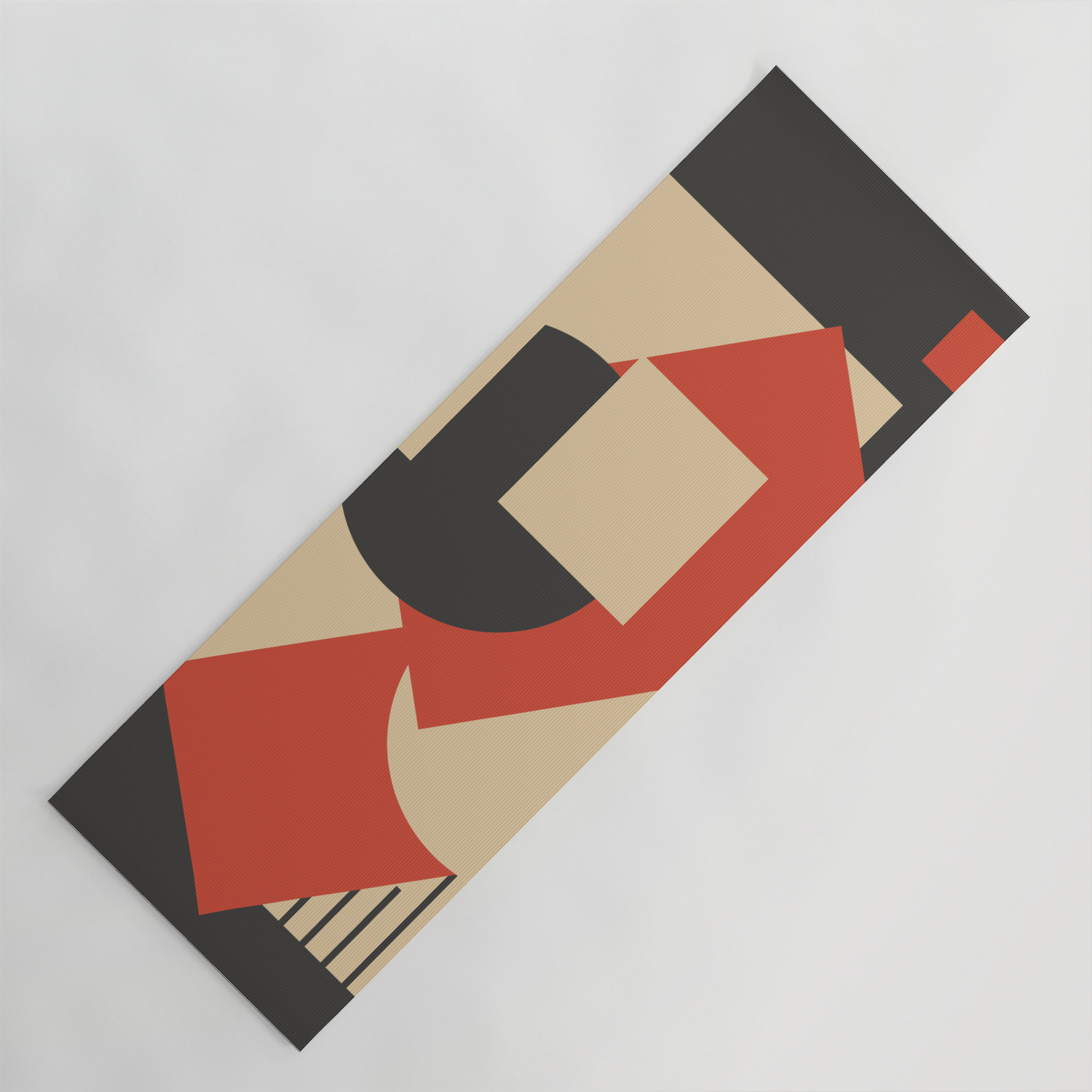 Geometrical Abstract Art Deco Mash Up Scarlet Beige Yoga Mat By