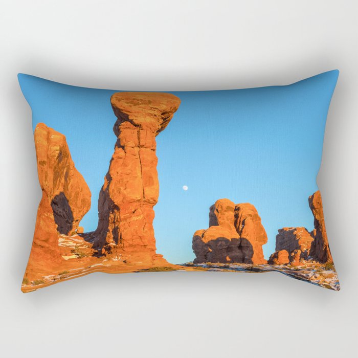 Red Rocks at Moonrise Rectangular Pillow