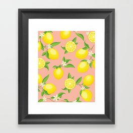 You're the Zest - Lemons on Pink Framed Art Print
