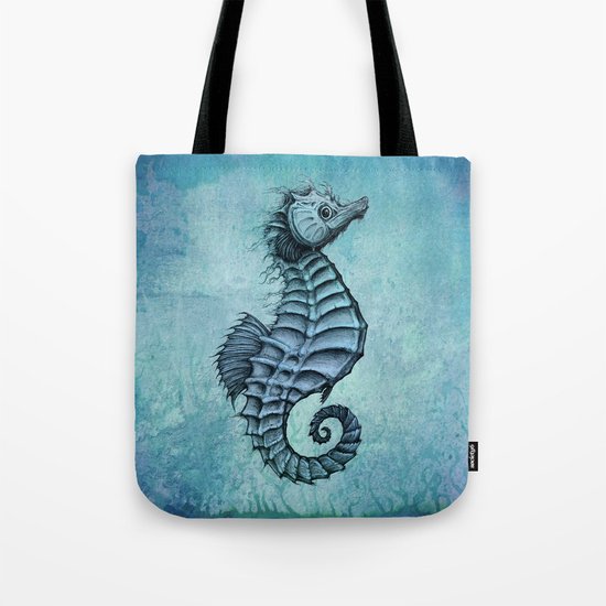 "Seahorse II" by Amber Marine ~ Ink and Watercolor Art, (c) 2016 Tote Bag