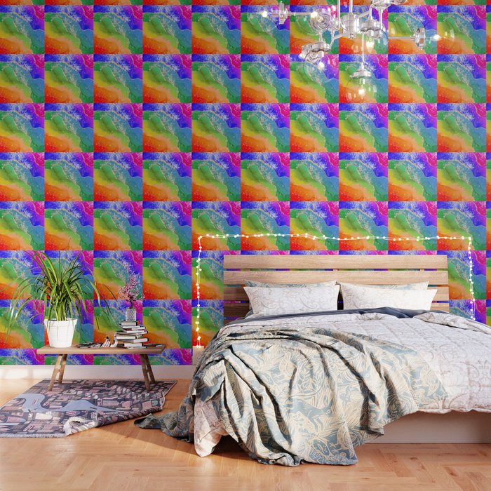 Vibrant Rainbow Glitter Agate Texture 06 Wallpaper