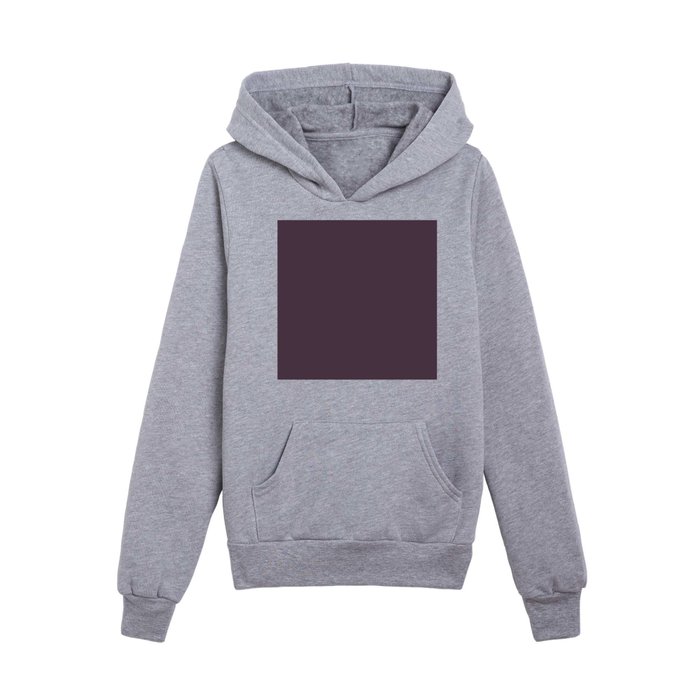 Dark Gray Purple Solid Color Pantone Plum Perfect 19-3316 TCX Shades of Black Hues Kids Pullover Hoodie