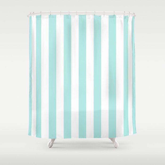 Aqua Stripes vertical- Beautiful maritime pattern Shower Curtain