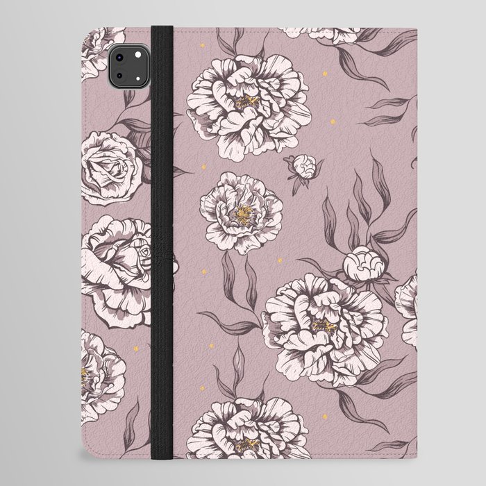 Warm Beige Vintage Flower Power Floral Pattern iPad Folio Case
