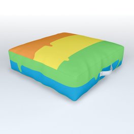 Rainbow Pride LGBTQ Flag Melting Outdoor Floor Cushion | Color, Green, Flag, Queer, Red, Rainbow, Yellow, Melting, Pride, Gay 