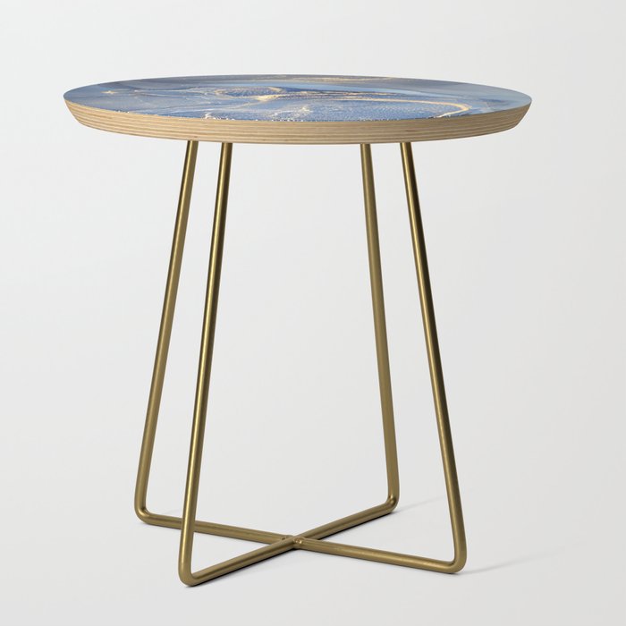 Blue Marble With Gold Veins Side Table