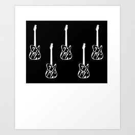 Instrumental Five Guitars Musical Typography Design Art Print