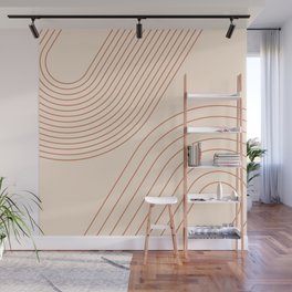 Geometric Lines Pattern 6 in Brown Beige (Rainbow Abstract) Wall Mural