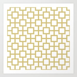 Classic Hollywood Regency Pattern 222 Gold and White Art Print