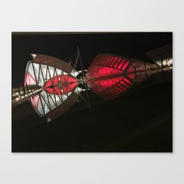 Red black abstract, architectural landmark, water reflection Canvas Print