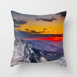 Winter. Mountain. Sunset. Throw Pillow