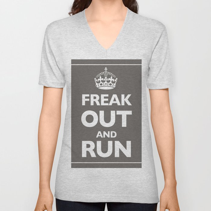 Keep Calm And Carry On Parody Brown Unisex V Neck By Artwordsapparel