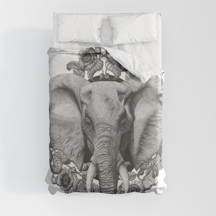 Elephant & Poppies  Duvet Cover