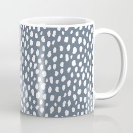 Handmade polka dot brush spots (white and slate gray/blue) Coffee Mug