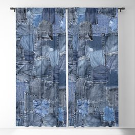 Blue Jeans Pocket Patchwork Pattern Blackout Curtain