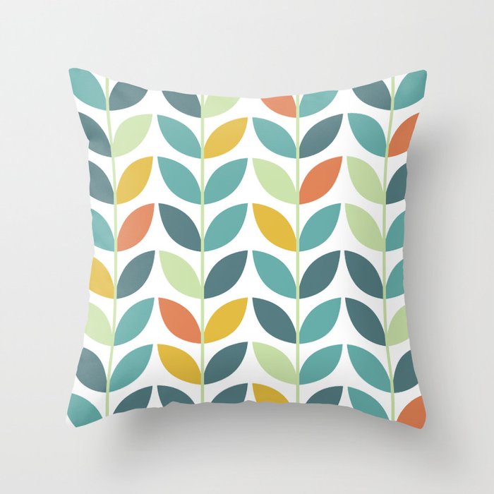 Retro Scandinavian Vines Throw Pillow