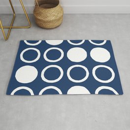 Mid Century Modern Circle and Dot Pattern 240 Navy Blue Area & Throw Rug
