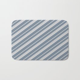 [ Thumbnail: Light Gray & Light Slate Gray Colored Lined Pattern Bath Mat ]