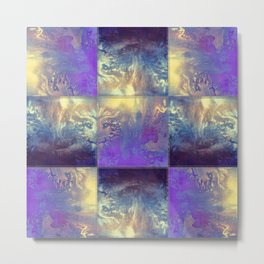 Abstract Silver Stiched canvas Metal Print